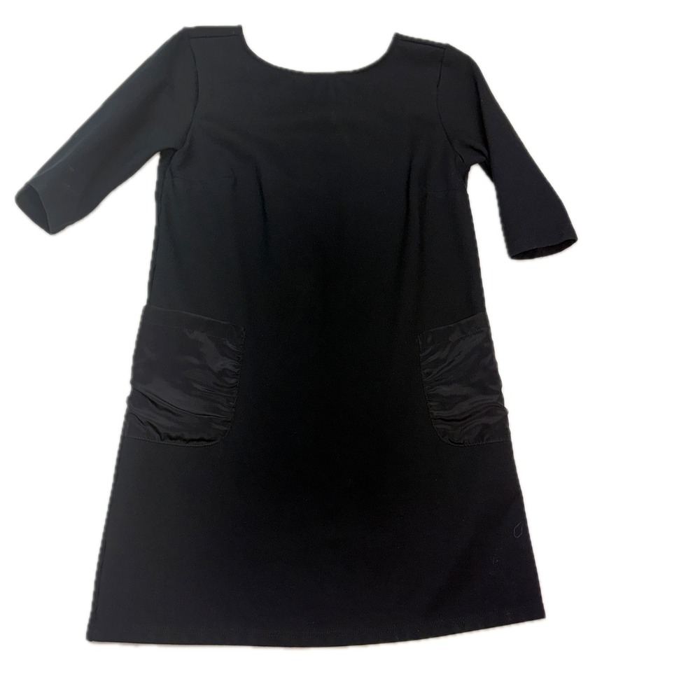 BETABRAND Ponte Ruched Pocket Shift Dress Black S